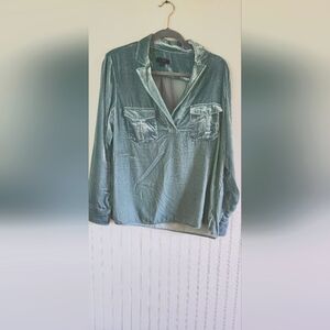 Seaglass green velvet blouse